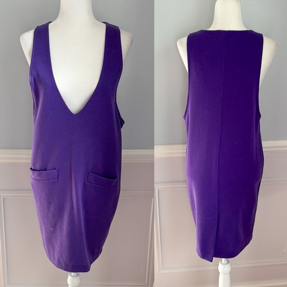 American Vintage Dresses & Skirts - Michele Petite Jumper Deep V-Neck Purple Mini Dress Mod Vintage Size 8